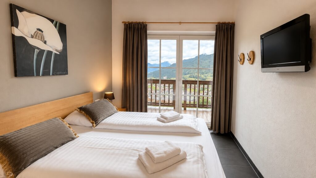 Cozy modern double bed bedroom with mountain view Penthouse